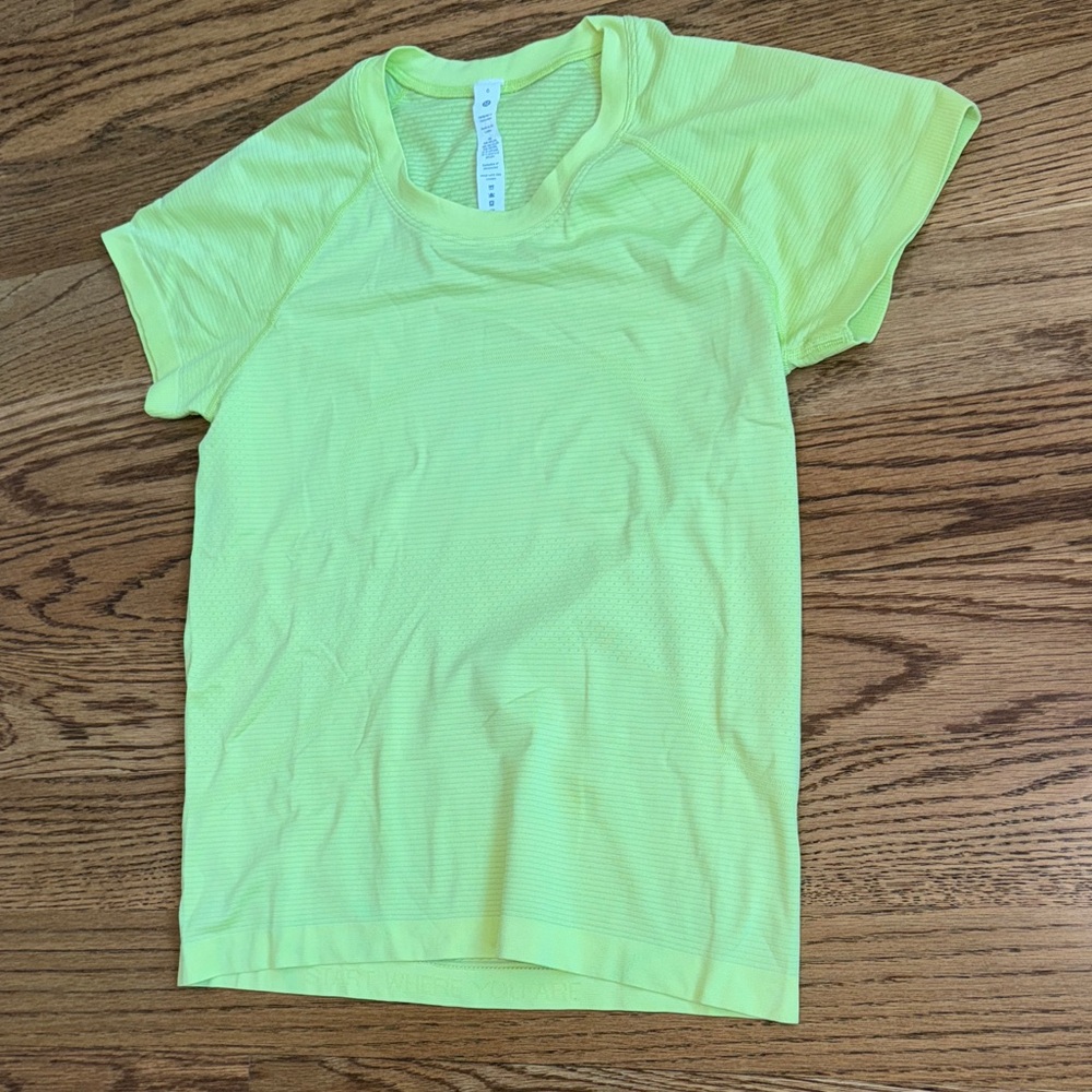 Lululemon Athletica neon yellow Tee